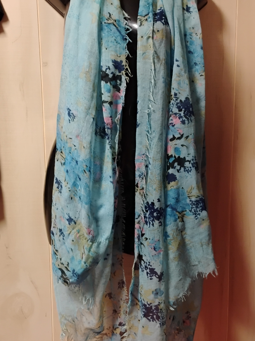 Light Blue Floral Wrap Scarf for Women - Elegant Spring Accessory